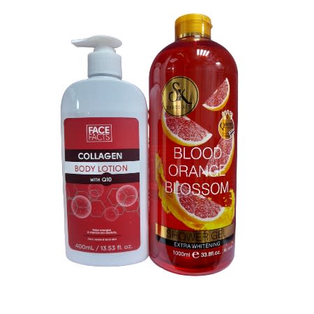 Face Facts Queen Collagen  Body Lotion 400ml & Blood Orange Blossom 1000ml