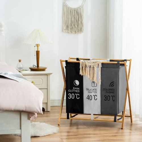 145l Fiona Magic Laundry Hamper With 3 Compartments