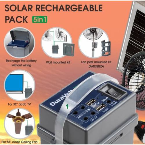 Ac/dc Solar Gen With 6'' fan -24w Panel - Bulbs - 2ps