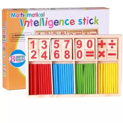 Montessori Wooden Mathematical Intelligence Counting Sticks With Arithmetic Symbols