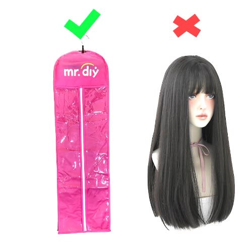 Wig Storage Bag With Hanger Non-woven Hair Case- 2pcs- Pink