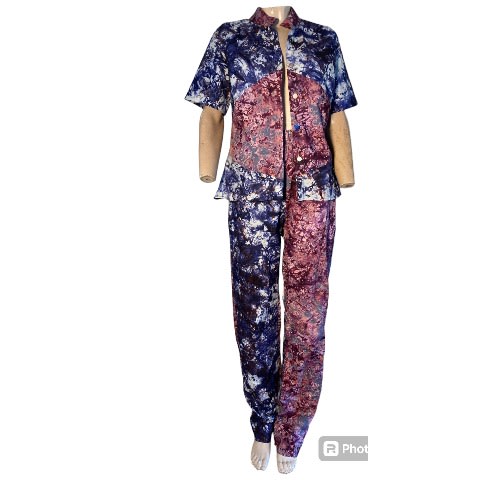 Womens Adire Short Sleeve Shirt And Trouser