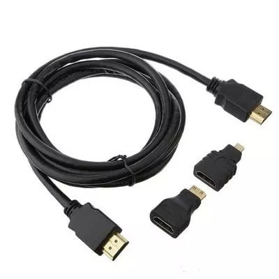 3 In 1 Hdmi Cable With Micro & Mini Hdmi Adapters