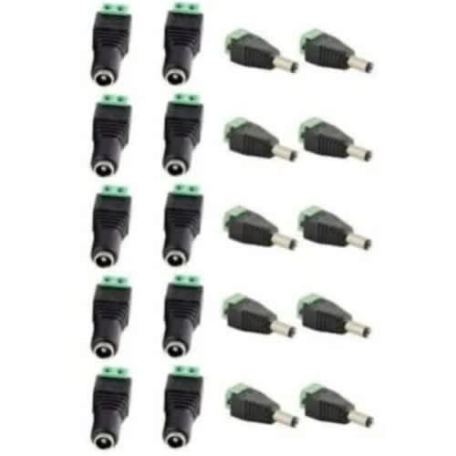 40 Pairs Coax Cat5 To Bnc Dc Power Male Jack Plug Dc Female Connector Plug Adapter