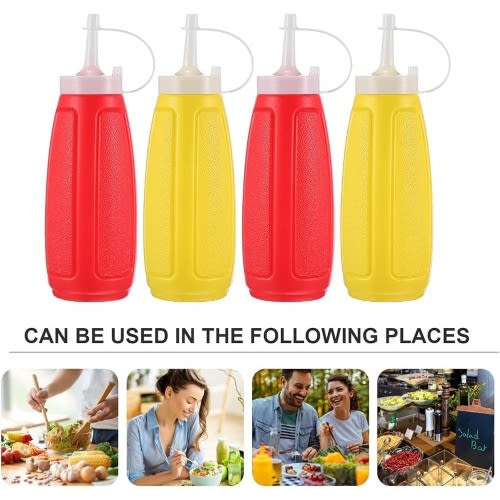 2 Pcs Plastic Squeeze Bottle Condiment Dispenser - 200ml | Red And Yellow