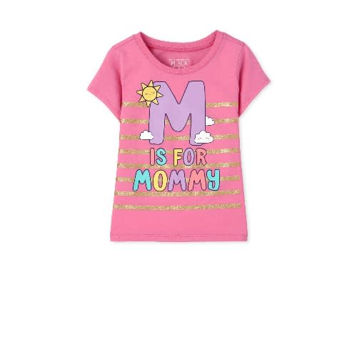 Girls M For Mommy Graphic Top- Pink