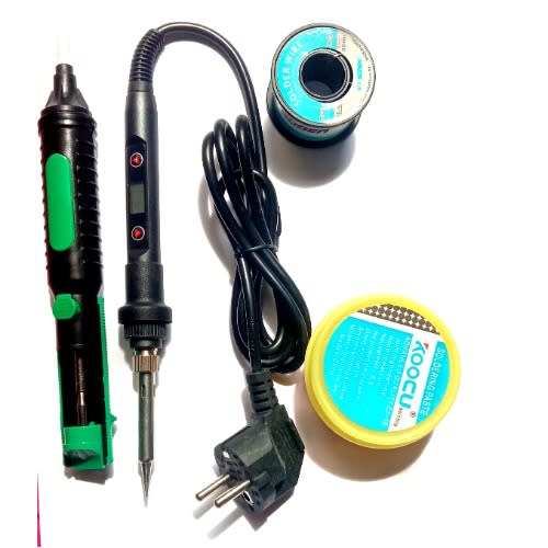Adjustable Digital Lcd Soldering Iron Station + Paste +Soldering Lead + Sucker.