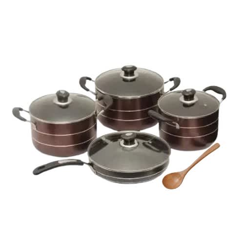 Hoffner 3 Pots + 1 Fry Pan Non Stick Cookware 20cm - 22cm -24cm + wooden spoon