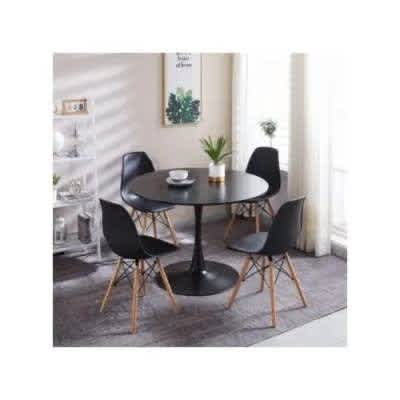 Round Dining Table With 4 Chairs - Black