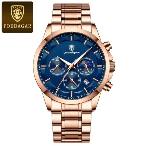 Poedagar Men's Quartz Calendar Waterproof Glow-in-the-dark Watch