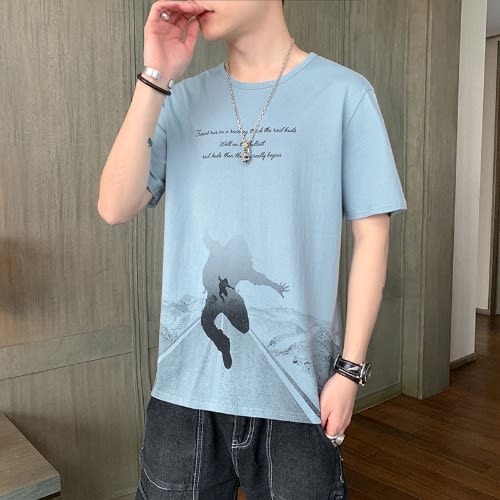 Casual Short Sleeve T-shirt - Blue