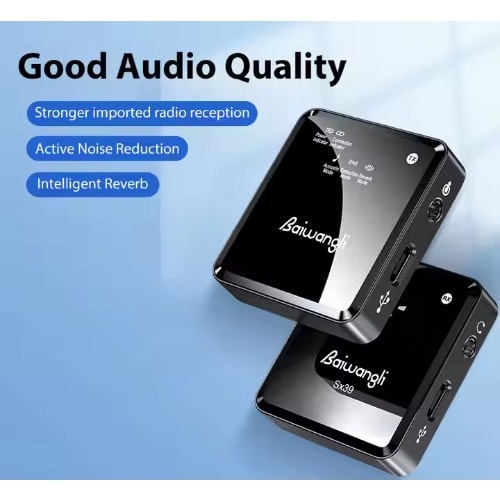 Baiwangli Sx39 Wireless Noise Canceling Microphone System Portable Collar Clip Mic