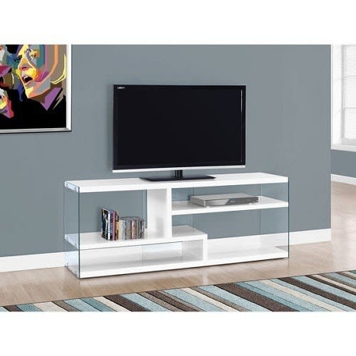 Sadia B Strick & Bolton Markus Glossy Tempered Glass Tv Stand