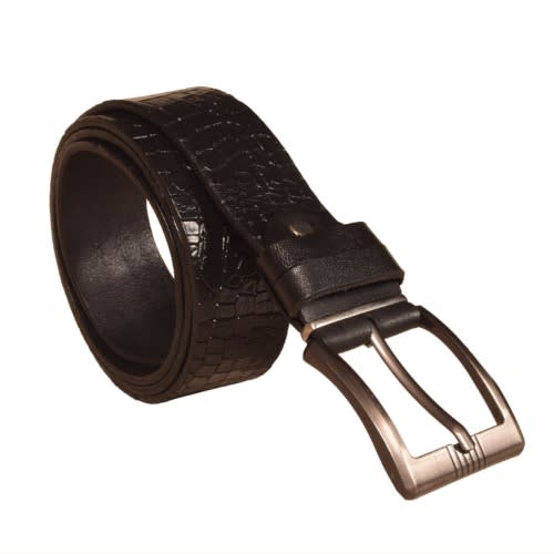 Crocodile Leather Belt - Black