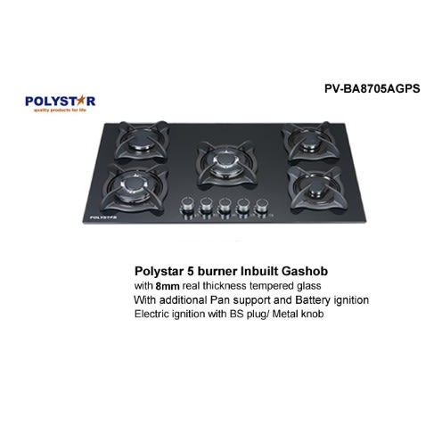 Table Gas Hob - 5 Burners -  880x515mm- Pv-ba8705agps