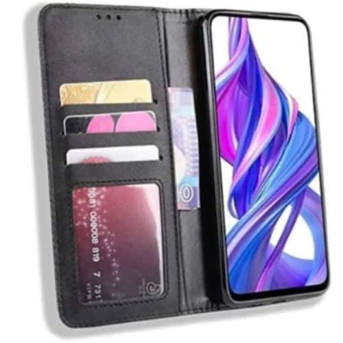 Leather Flip Case For Huawei Y9s - Black