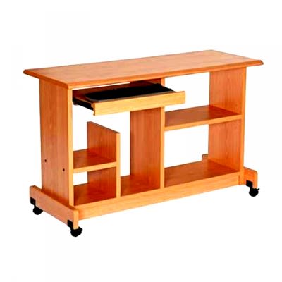 4 FT Mobile Computer Table Rolling on 4 Wheels