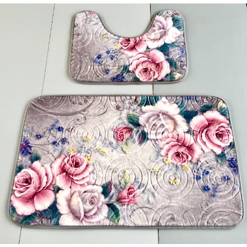 Jia Tai 2-piece Bath Mat Set - Non-slip Polyester Bath Rugs