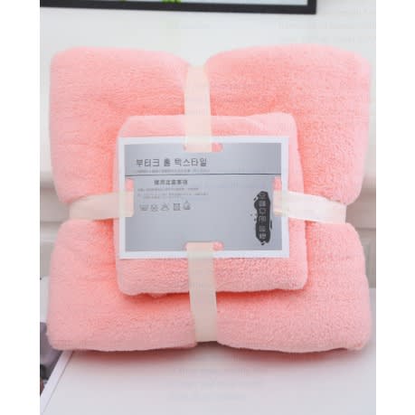 Coral Fleece Towel Set For Mother And Child - Coral