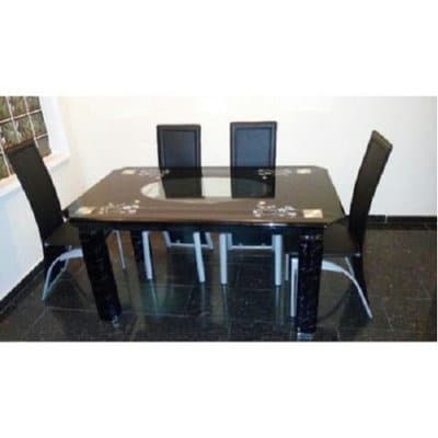 Executive Dining Set with 6 Dining Chairs - Black