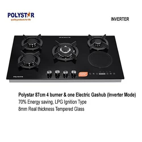 4 Burner Gas + 1 Electric Hotplate - Built-in Cabinet Hob Inverter