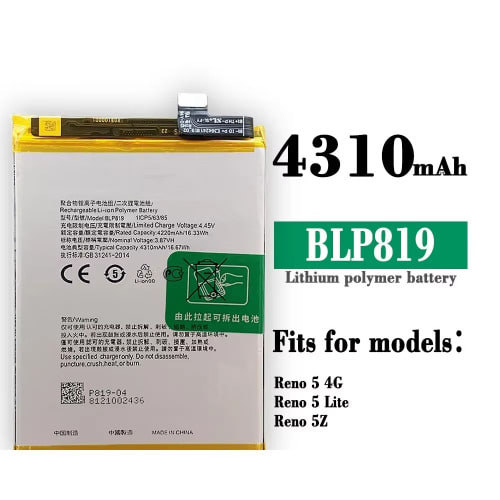 Replacement Battery For Oppo  Reno5 4g/reno5 Z/reno5 Lite Blp819