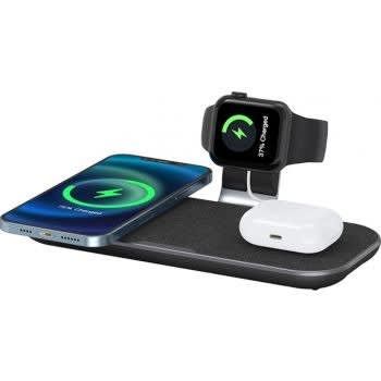 Pa3in1b Power Air 15w 3 In 1 Qc3.0 Pd30w Wireless Charger - Black
