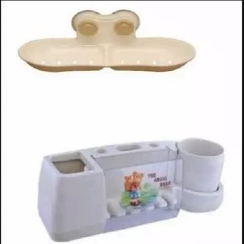 Double Soap Dish & Toothbrush & Toothpaste Holders