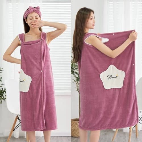 Microfiber Fluffy Wearable Towel/bathrobe