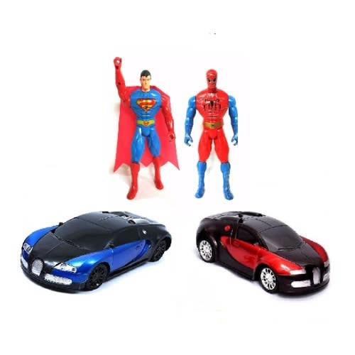 Bundle Of Super Man + Spider Man & Toy Sport Cars