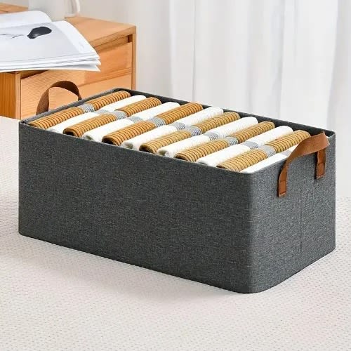 Collapsible Fabric Storage Organizer With Handles - Grey