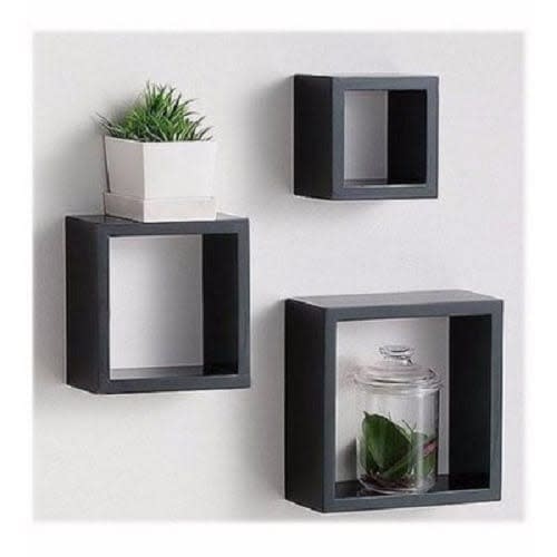 Decorative Wall Cube - Black - 3 Pieces
