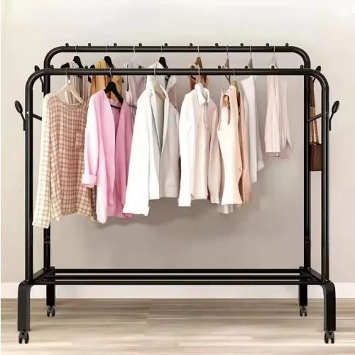 Multifunctional Double Pole Cothes Rack With Tyres-48kg