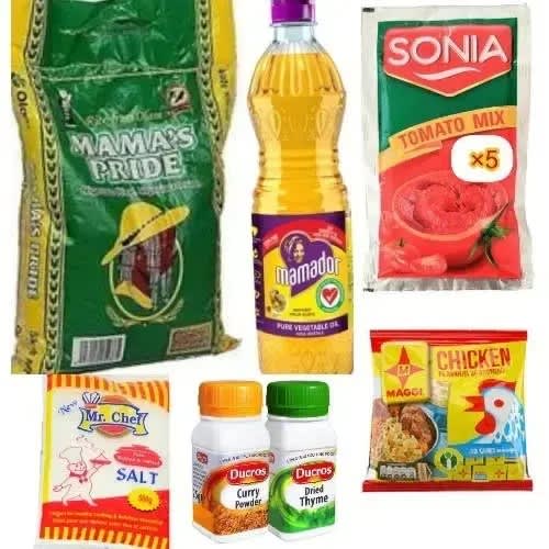 Groceries Bundle - Rice - Oil - Sonia Tomato Paste - Maggi Chicken - Salt - Curry & Thyme