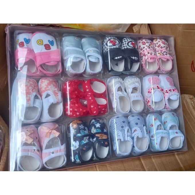 12 Pairs - Beautiful New Born Baby Unisex Shoe