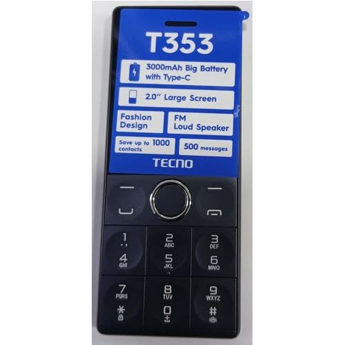 T353 - 2.0 Display - Fm Loud Speaker -torch - 3000mAh - black