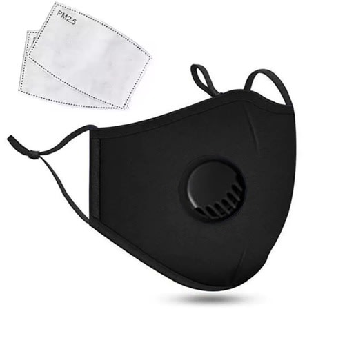 Reusable Face Mask With Pm2.5 Filter - 2pcs - Black