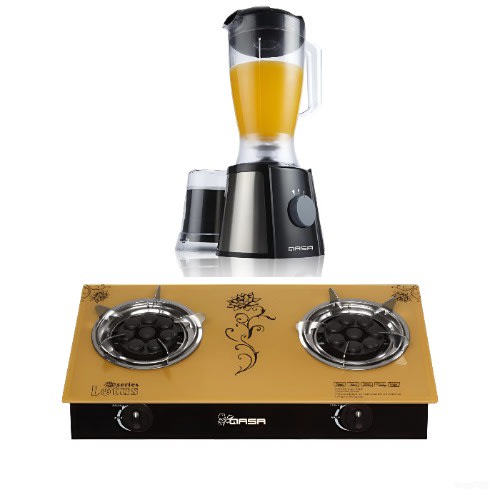 Glass 2burner Gas Cooker And Qasa Blender - 2L