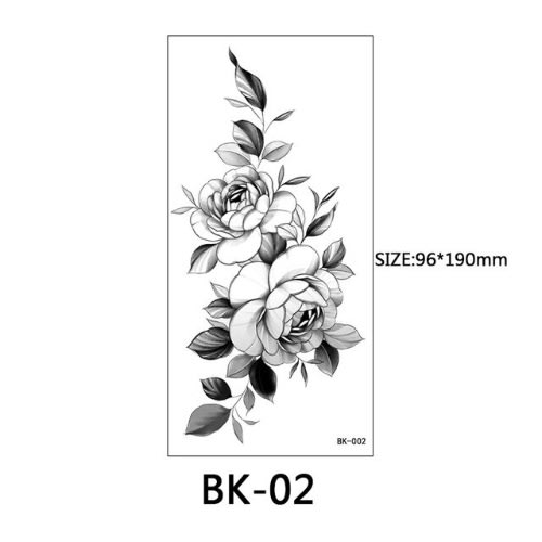 Temporary Body Flower Tattoos For Women - Bk - 02 - Black