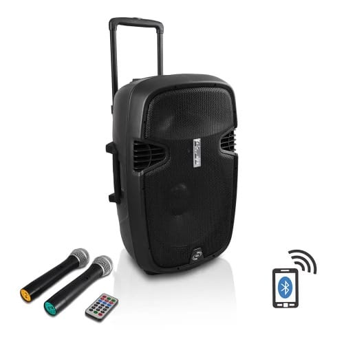 Rechargeable Bluetooth PA System With Wireless Microphone Radio & SD/USB - 8 Inches
