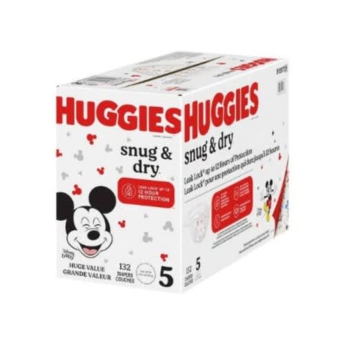 Huggies Snug & Dry Disposable Baby Diapers - Size 5 - 132counts