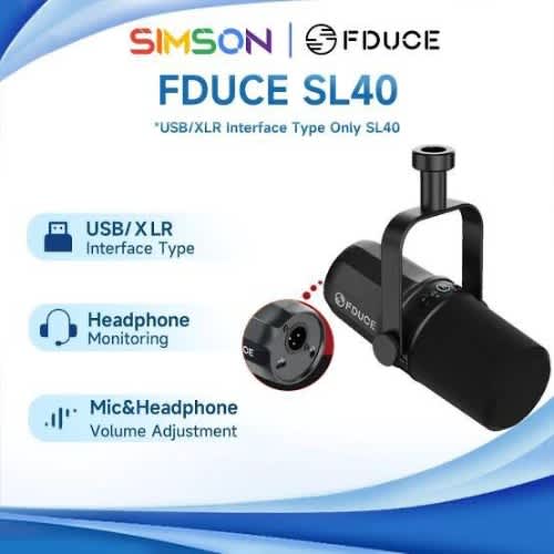 Fduce Sl40 Xlr & Usb Wired Podcast Microphone With Xlr & Usb Cable
