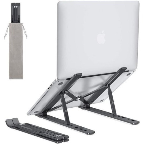 Plastic Mini Folding Storage Bracket Adjustable Laptop And Tablet Stand - Black