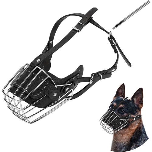 TD Metal Pet Wire Basket Muzzle For Dogs- Large Black