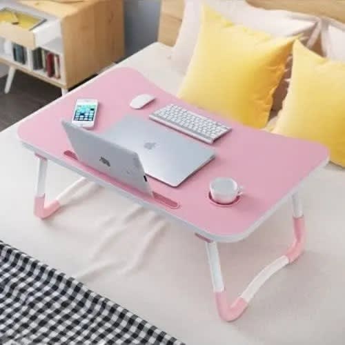 Multi Purpose Dock Foldable Laptop Table And Cup Holder - Pink
