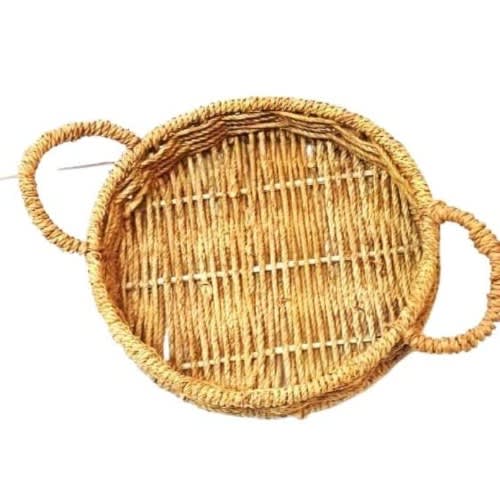 Rafia Hamper Round Tray