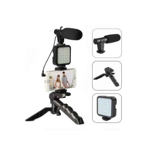 Video Making Kit With Mini Led Light / Microphone & Tripod Phone Holder