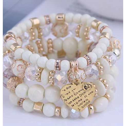 Hand Made Beaded Bracelet - 8cm - 4pcs