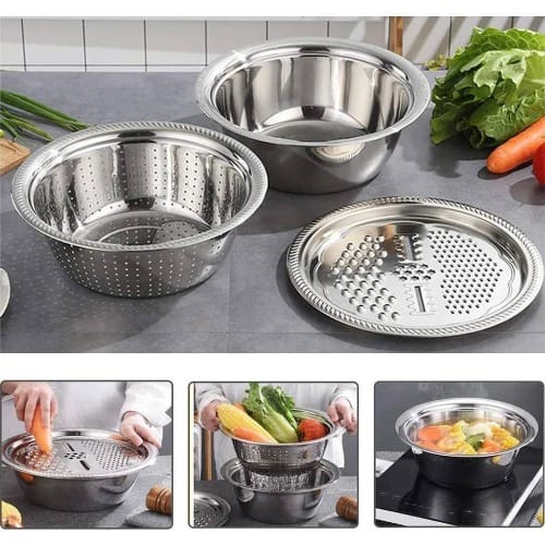 3pcs Multifunctional Stainless Steel Kitchen Graters & Vegetable Slicer.
