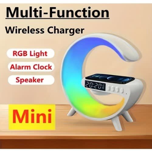 G Smart Mini Wireless Phone Charger And Bluetooth Speaker With Alarm Clock - 15W